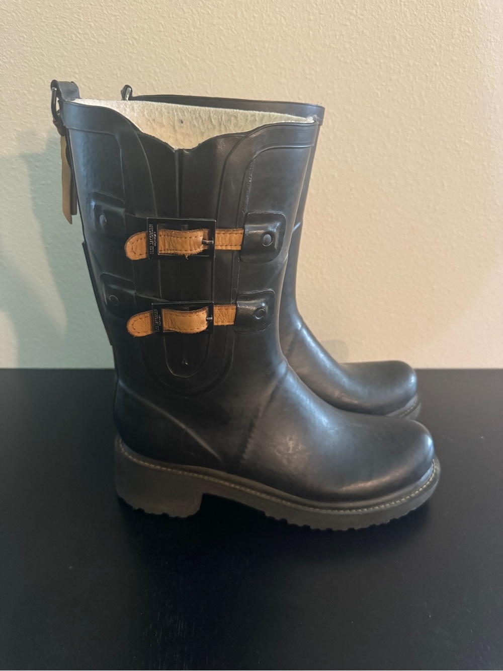 Ilse Jacobsen Natural Canvas Label Print Rainboots